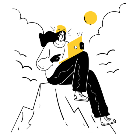 Remote Work from a Mountain View  Illustration
