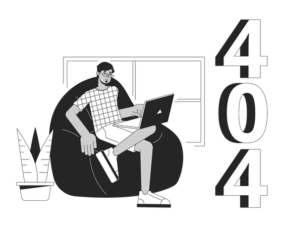 Remote work from home error 404  Illustration