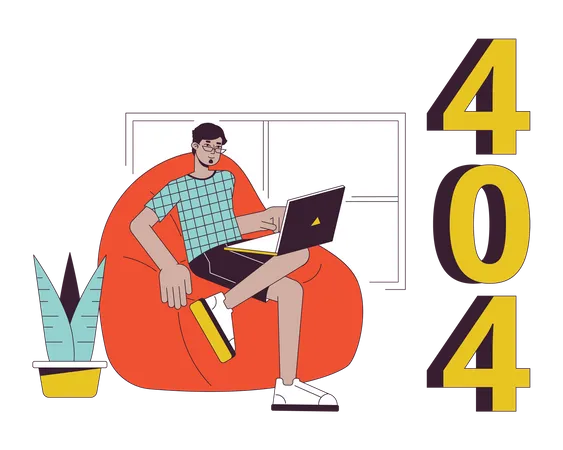 Remote work from home error 404  Illustration