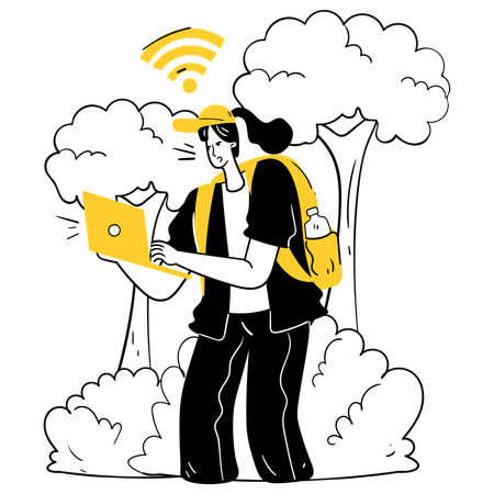 Remote Work in Nature  Illustration