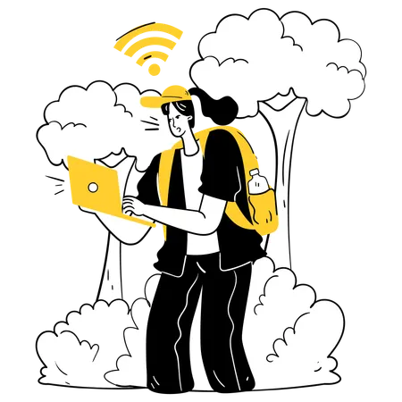 Remote Work in Nature  Illustration