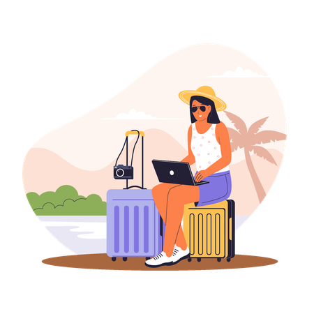 Remote Work While Traveling  Illustration