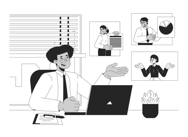 Remote worker video conferencing  Illustration