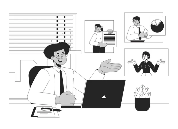 Remote worker video conferencing  Illustration