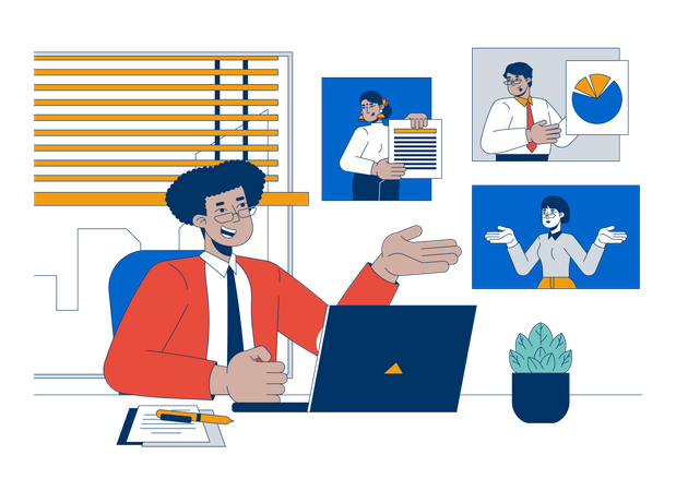 Remote worker video conferencing  Illustration