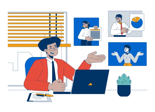 Remote worker video conferencing  Illustration