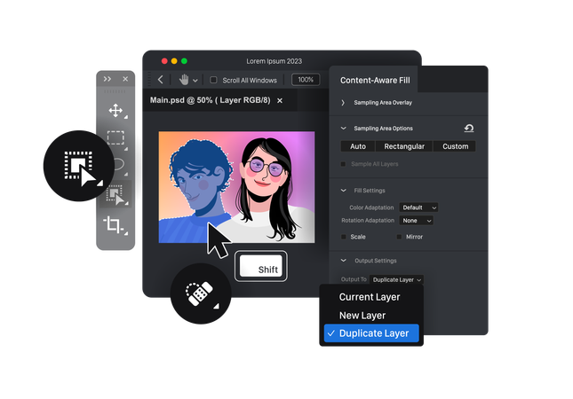 Remove objects in raster graphics editor Illustration