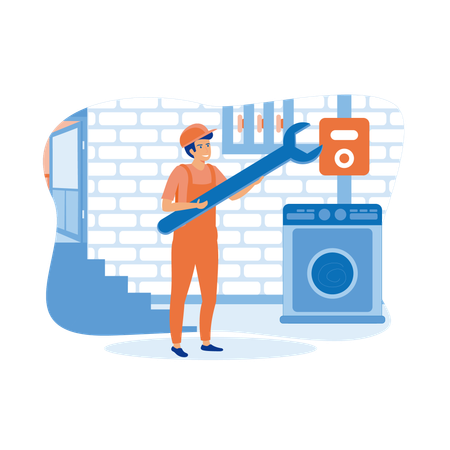 Remplacement et installation de fenêtres et de portes en verre brisé  Illustration