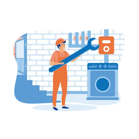 Remplacement et installation de fenêtres et de portes en verre brisé  Illustration