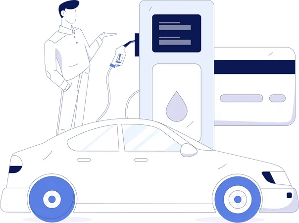 Faire le plein d'essence dans la voiture  Illustration