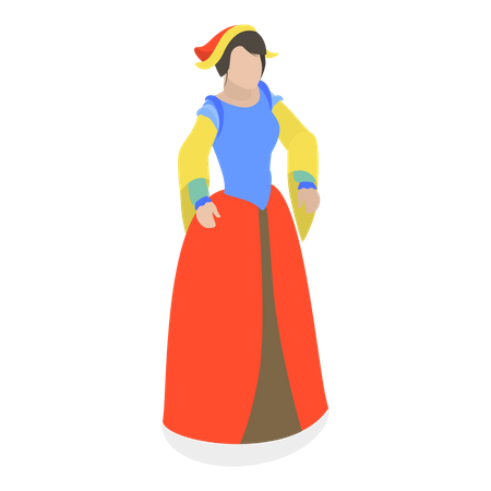 Renaissance Time Woman  Illustration