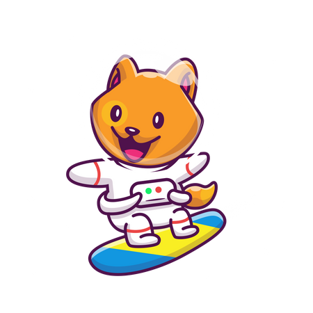 Astronaute renard sur skateboard  Illustration