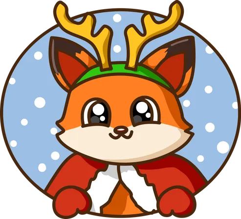 Renard portant un costume de Noël  Illustration