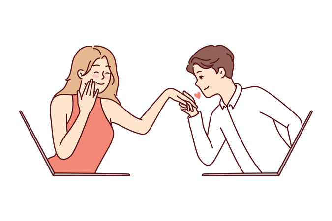 Rencontre en couple en ligne  Illustration