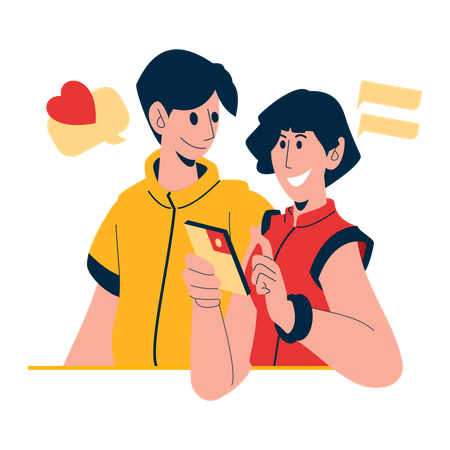 Rencontre de couple via une application de rencontres  Illustration