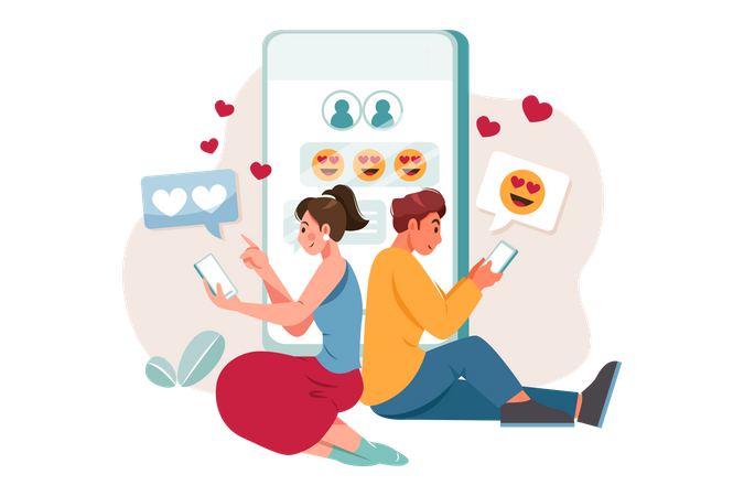 Rencontre en couple en ligne  Illustration