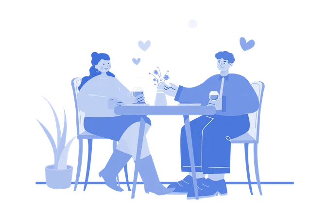 Couple en couple le jour de la Saint-Valentin  Illustration