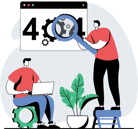 Les développeurs Web rencontrent une erreur 404  Illustration