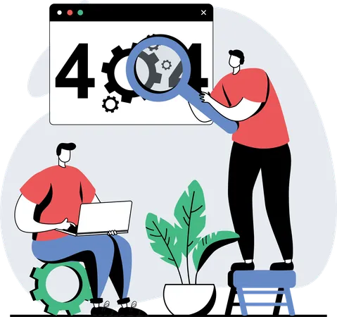 Les développeurs Web rencontrent une erreur 404  Illustration