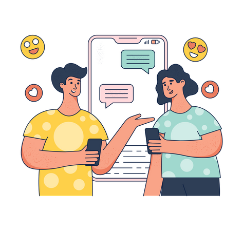 Rencontres en couple sur une application de médias sociaux  Illustration