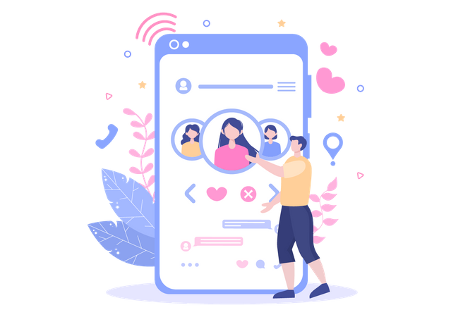 Rencontres sur les réseaux sociaux  Illustration
