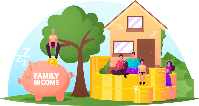 Renda Familiar e Economize Dinheiro  Ilustração