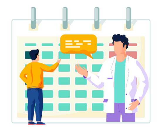 Rendez-vous chez le médecin en ligne  Illustration