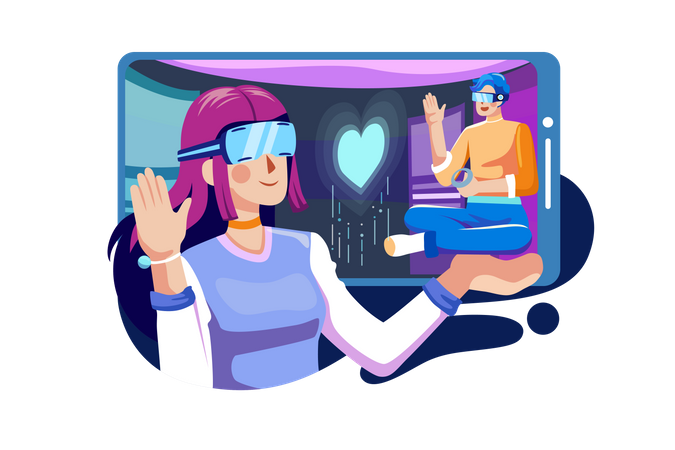 Rendez-vous en couple en utilisant la réalité virtuelle  Illustration
