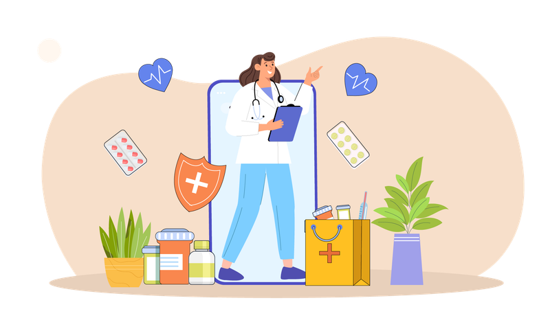 Rendez-vous chez le médecin en ligne  Illustration