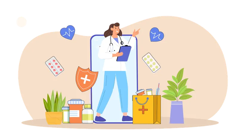 Rendez-vous chez le médecin en ligne  Illustration