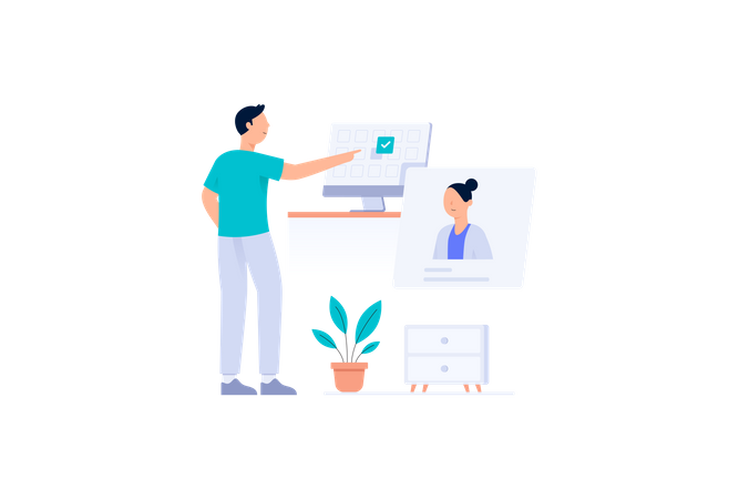 Rendez-vous chez le médecin en ligne  Illustration