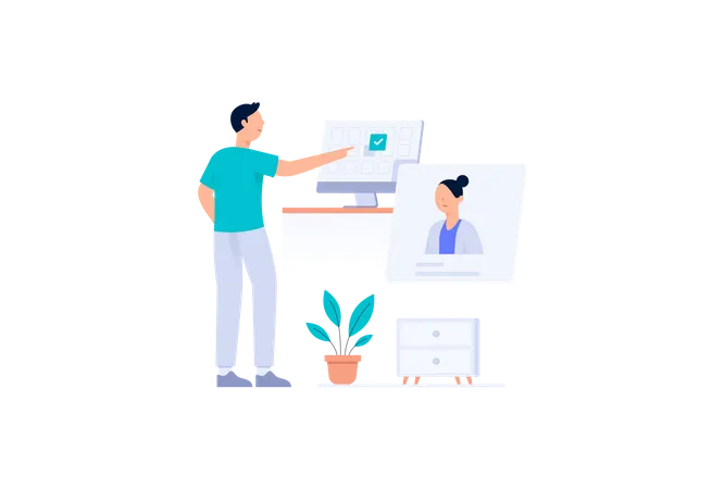 Rendez-vous chez le médecin en ligne  Illustration