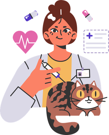 Rendez-vous vétérinaire visite clinique médicale pour animaux de compagnie bilan de santé du chat  Illustration