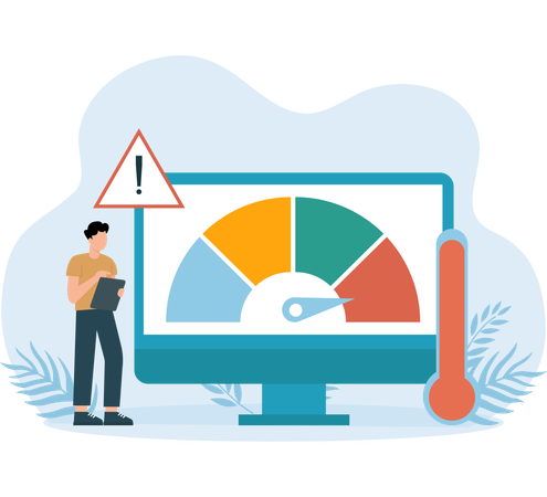 Rendimiento del sitio web medido después de un ataque web  Ilustración