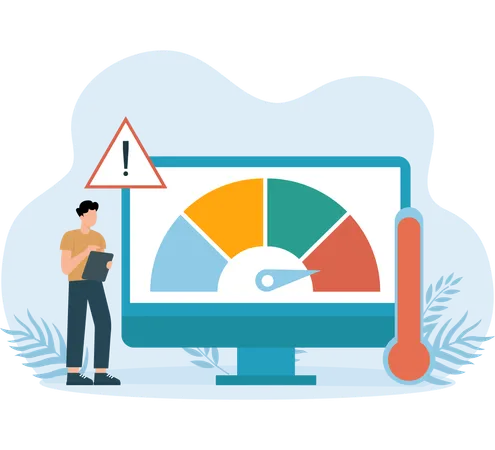 Rendimiento del sitio web medido después de un ataque web  Ilustración