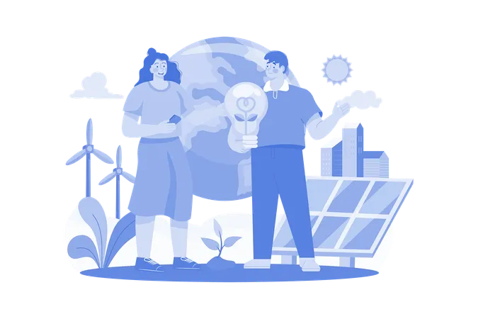 Renewable Energy Illustration Concept On A White Background Illustration
