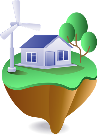 Renewable energy is used in houses  Illustration