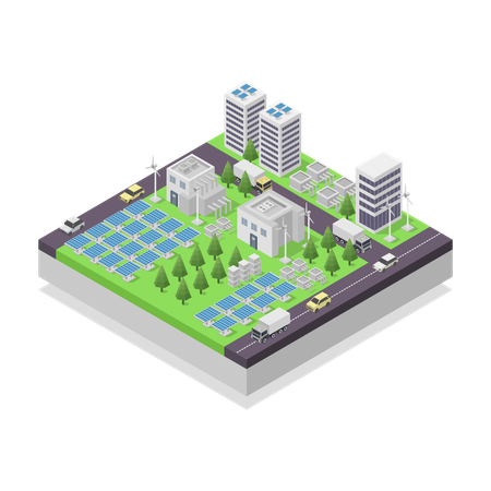 Renewable energy plant  Illustration