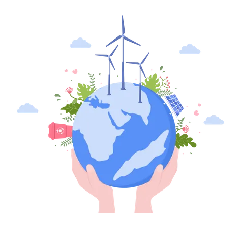 Save Our Planet Earth Illustration To Green Environment With Eco Friendly Concept And Protection From Natural Damage Illustration