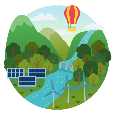 Renewable Energy Production Illustration