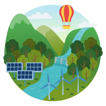 Renewable Energy Production  Illustration