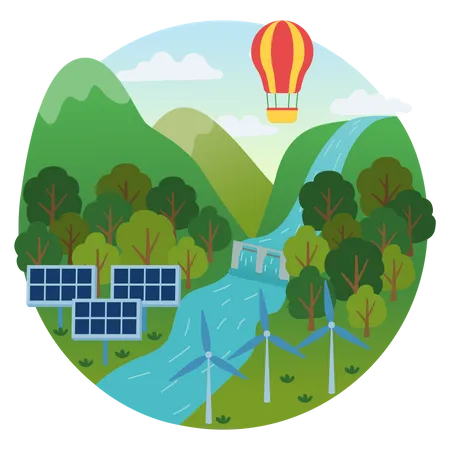 Renewable Energy Production  Illustration