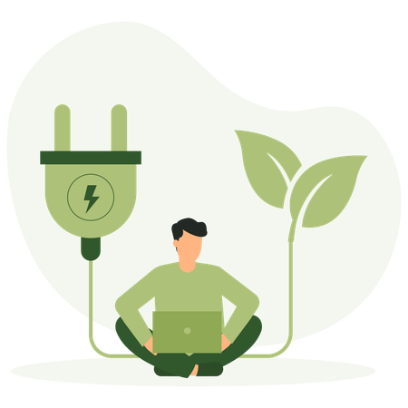 Renewable energy sources and green electricity  Illustration