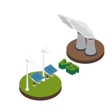Renewable energy vs non renewable energy source  Illustration