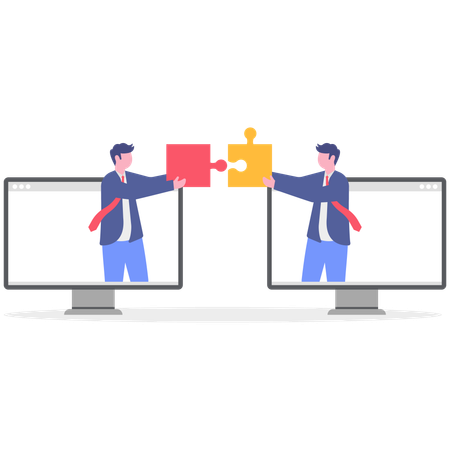 Des personnes qui construisent une équipe solide et dévouée et une coopération et une communication efficaces  Illustration