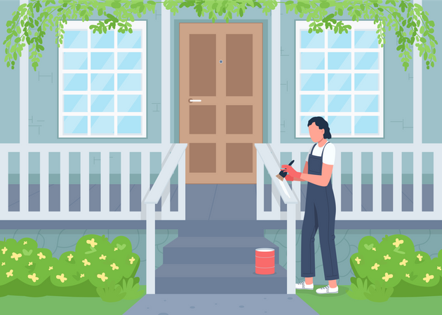 Renovación del hogar al aire libre.  Ilustración