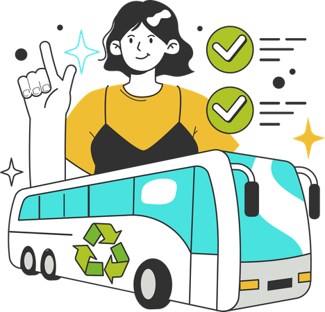 Renovate old bus fleet for energy efficiency in city  Illustration
