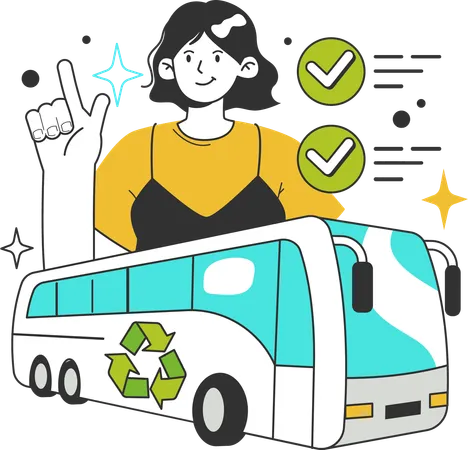 Renovate old bus fleet for energy efficiency in city  Ilustración