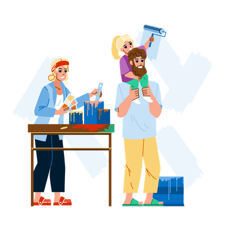 Renovating house together  Illustration