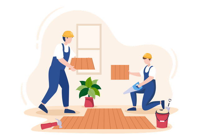 Rénovation du revêtement de sol d'une maison  Illustration